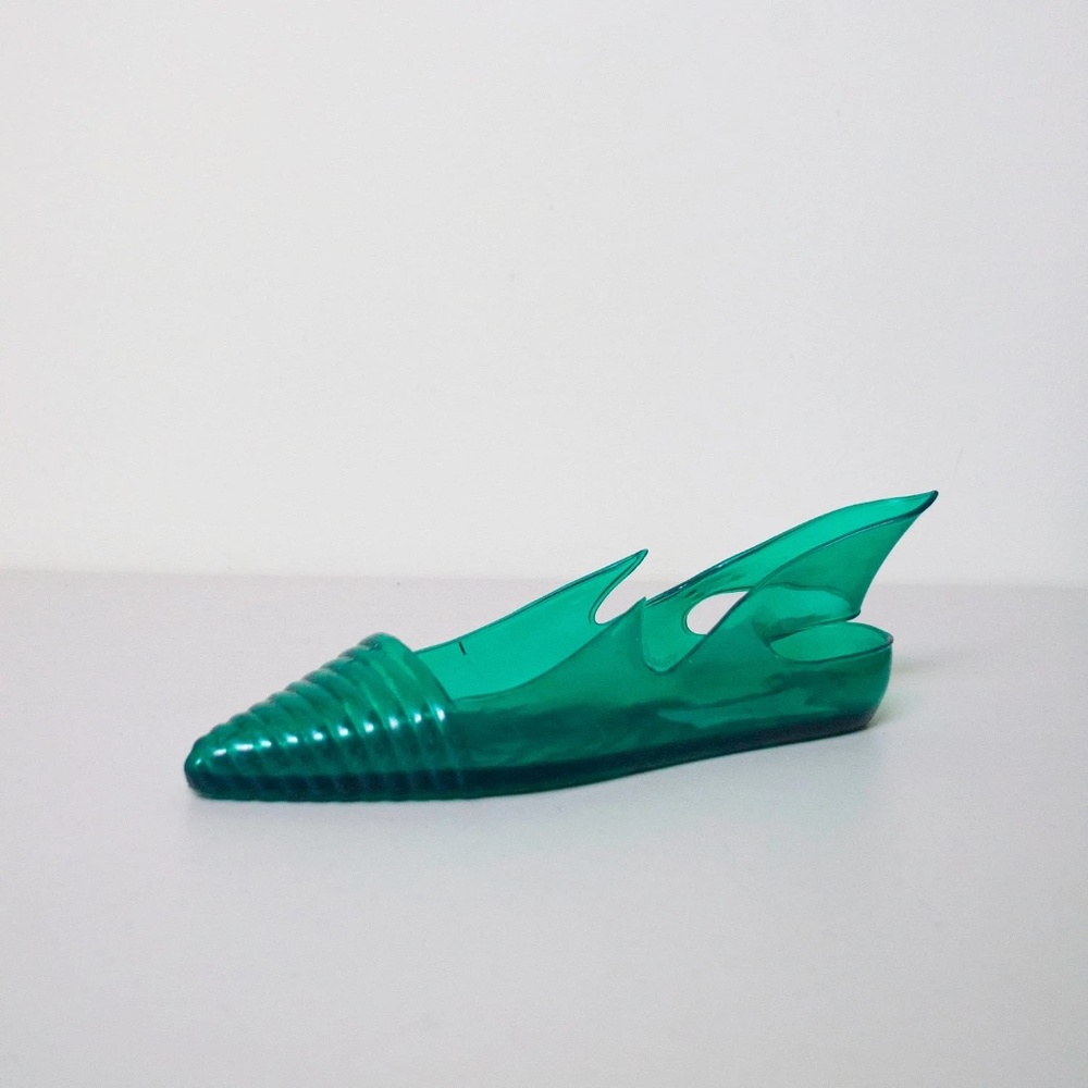 RARE VINTAGE - THIERRY MUGLER "Apollo" Green Jelly Shoes - Picture 3 of 12